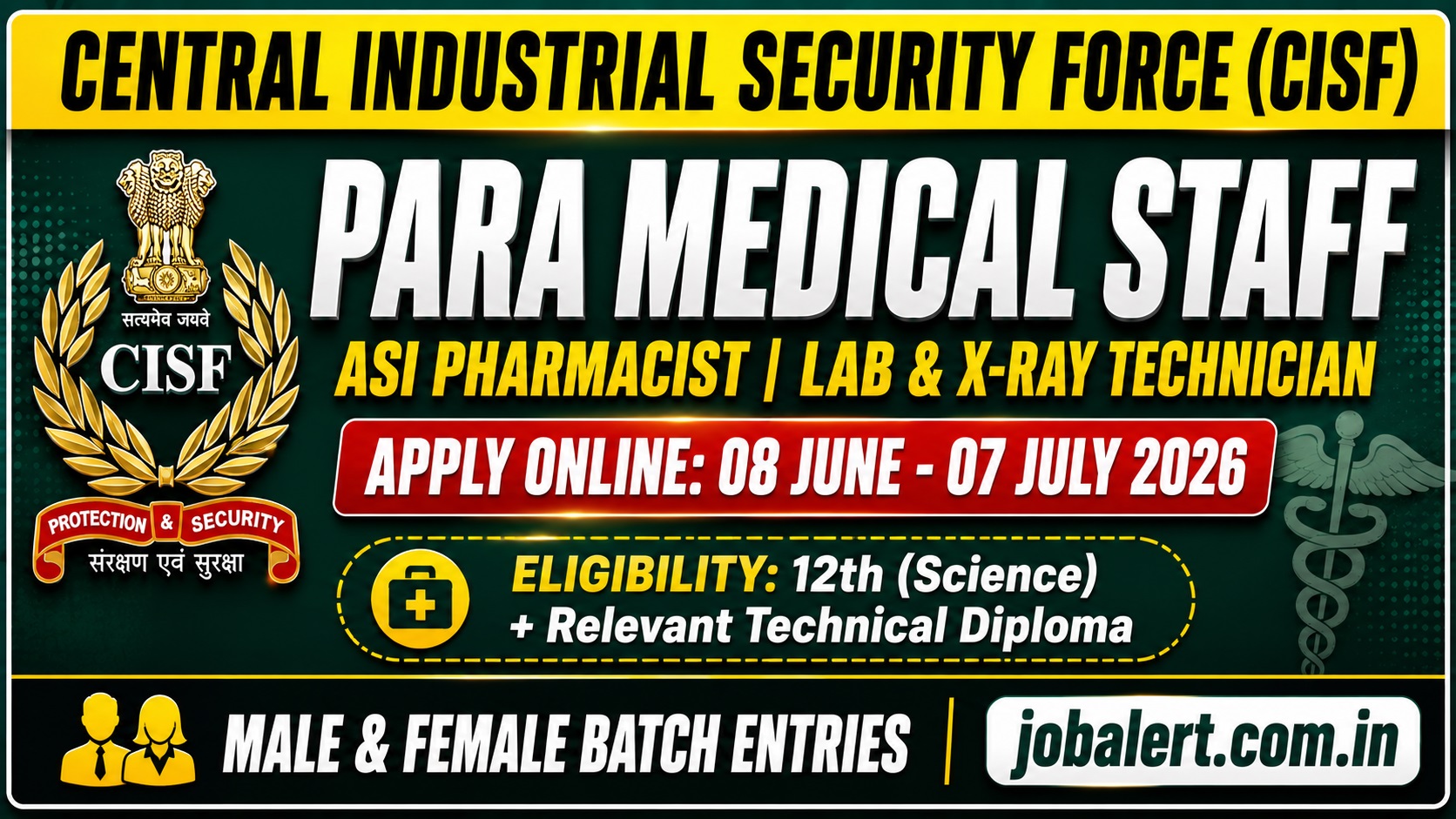 You are currently viewing CISF Para Medical Staff Recruitment 2026: Apply Online for ASI Pharmacist & Technician Posts