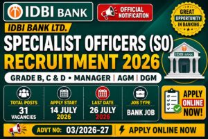 Read more about the article IDBI Bank SO Recruitment 2026: Apply Online for 31 Specialist Officer Posts