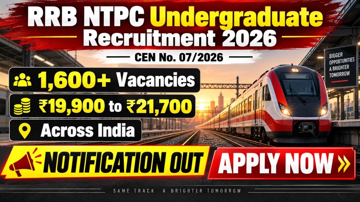 You are currently viewing Railway RRB NTPC UG Recruitment 2026: Apply online for 1,688 vacancies (CEN 07/2026)
